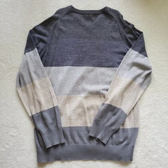 Sean John Gray Cream Block V-Neck Color Block Long Sleeve Sweater SZ 3XL - Picture 5 of 8